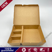 Biodegradable Takeaway Kraft Paper Lunch Container Box Disposable Lunch Paper Boxes with Compartment